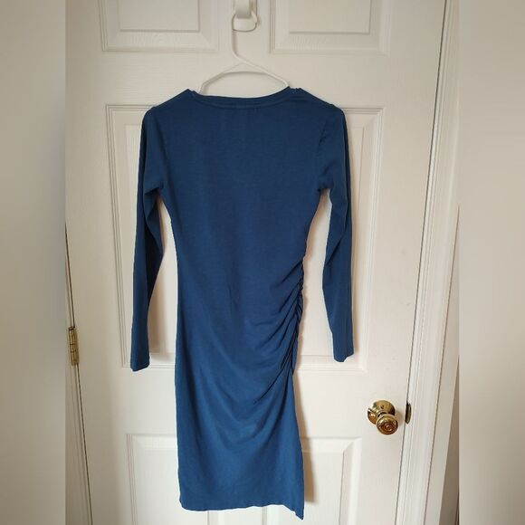 SUNDRY Anthropologie ruched cotton dress blue size 0 XS - Picture 8 of 9